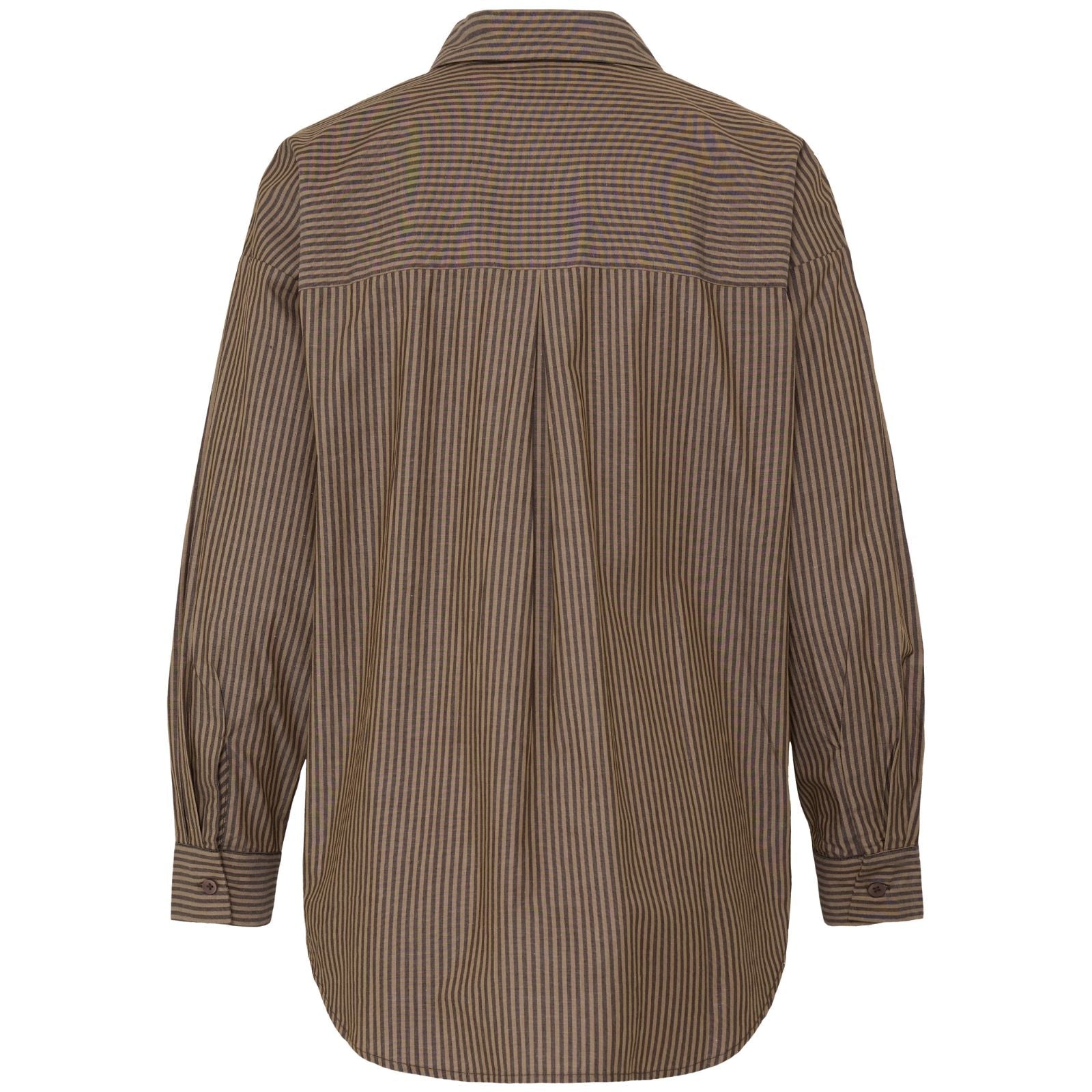 Donkerbruin gestreept shirt Garmi - Capuchon Fashion