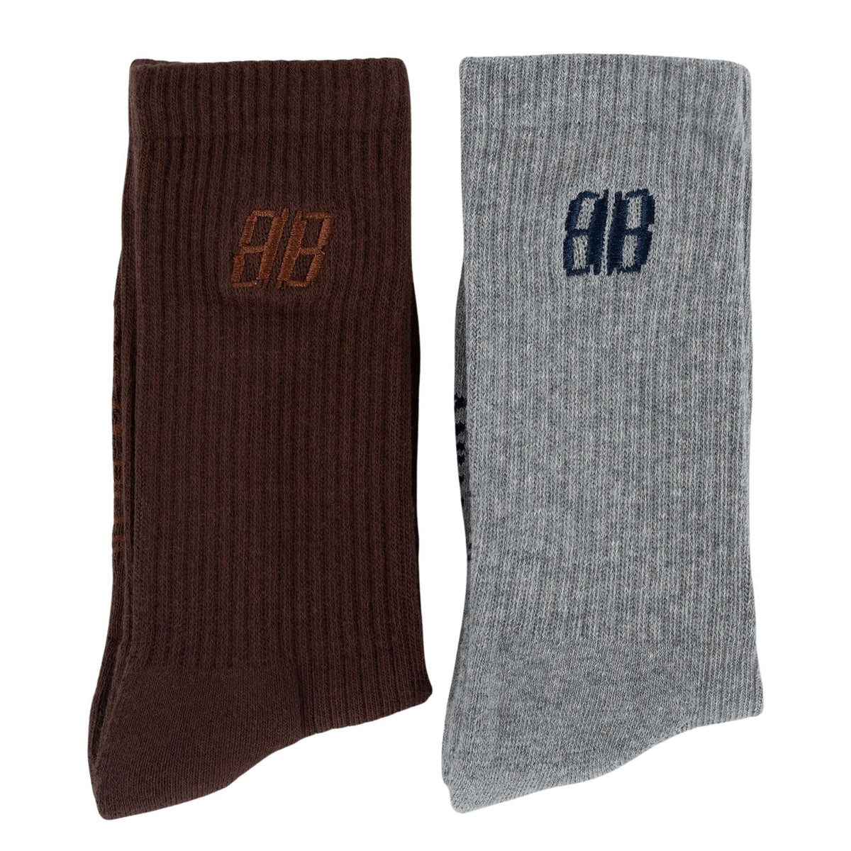 Donkerbruin met lichtgrijze 2-pack effen Socks - Capuchon Fashion