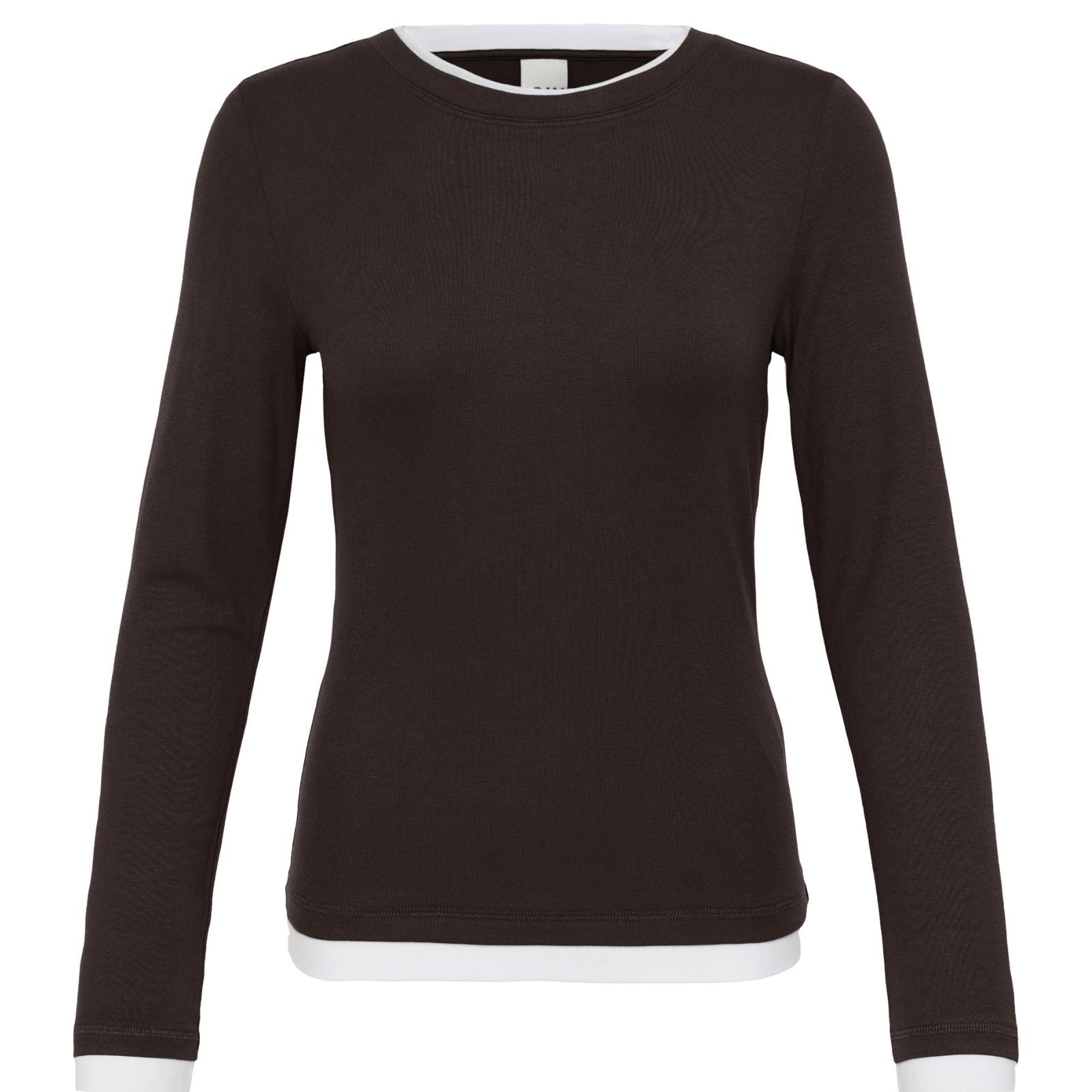 Donkerbruin met witte longsleeve Nellaya - Capuchon Fashion