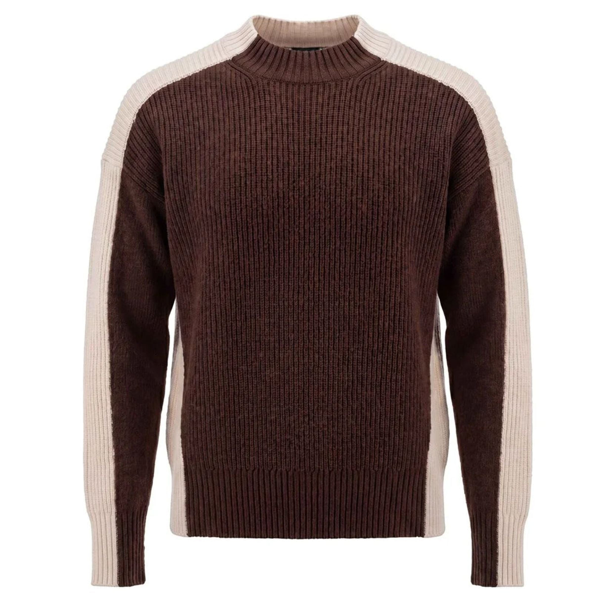 Donkerbruine 2 colors pullover 633253 - Capuchon Fashion