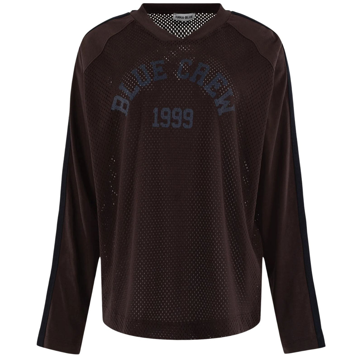 Donkerbruine longsleeve shirt Mesh Long - Capuchon Fashion