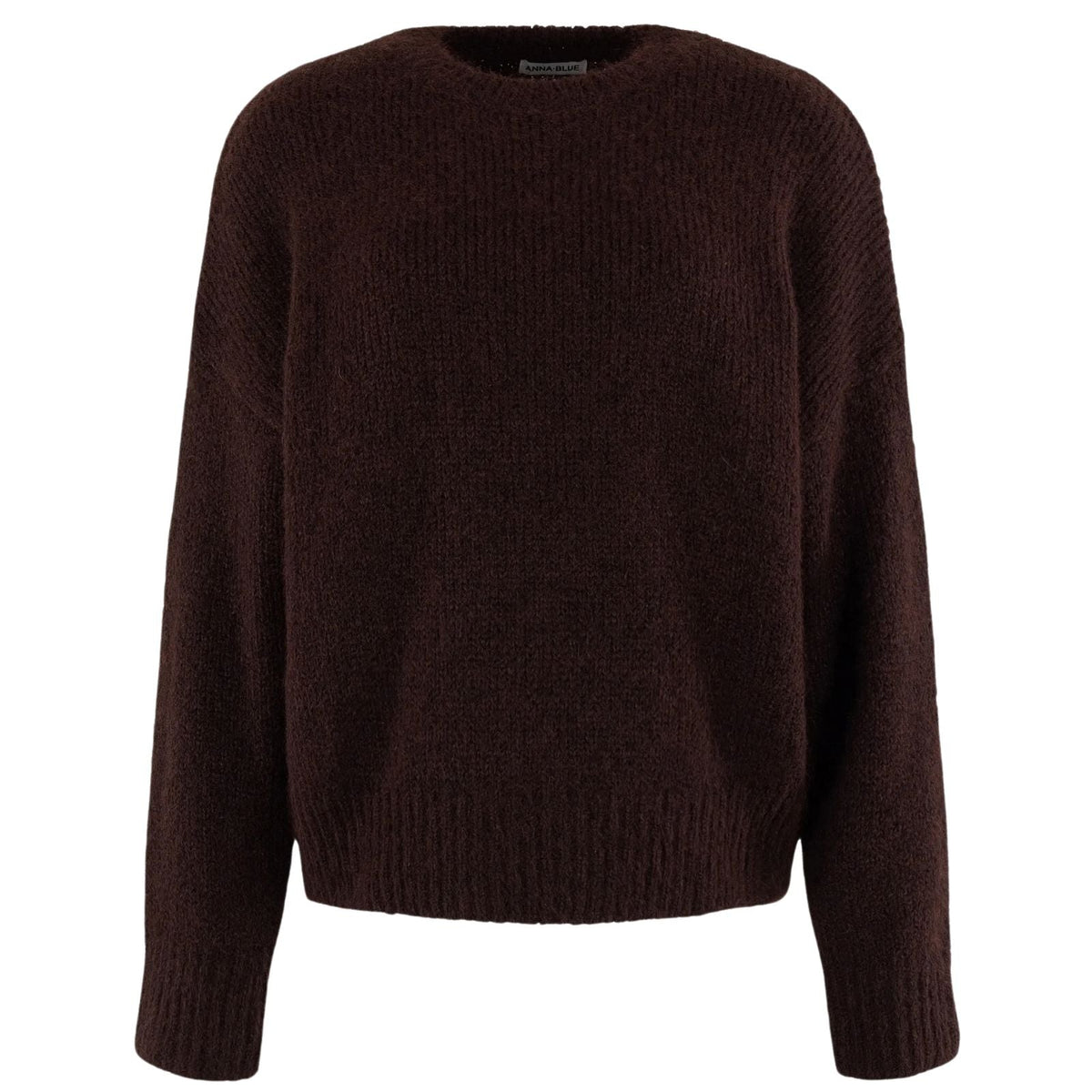 Donkerbruine solid effen sweater Labi - Capuchon Fashion