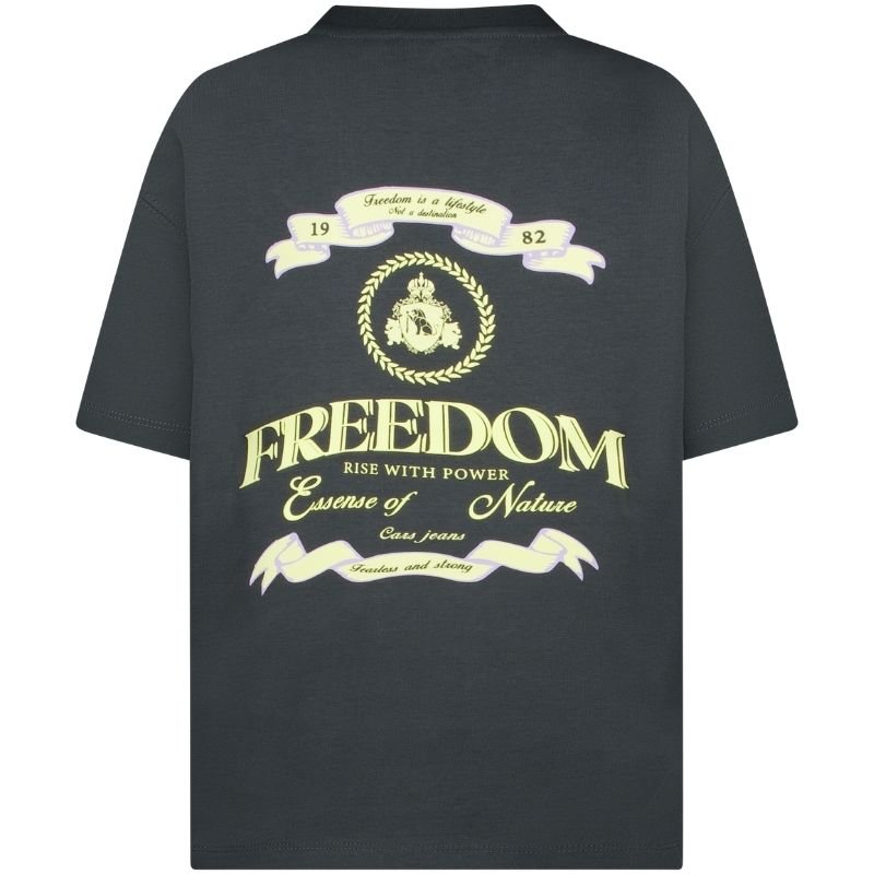 Donkergrijs backprint t-shirt Nazuro - Capuchon Fashion