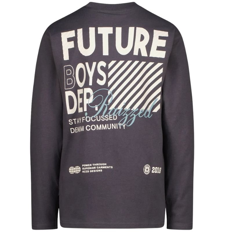 Donkergrijze backprint longsleeve Jiston - Capuchon Fashion