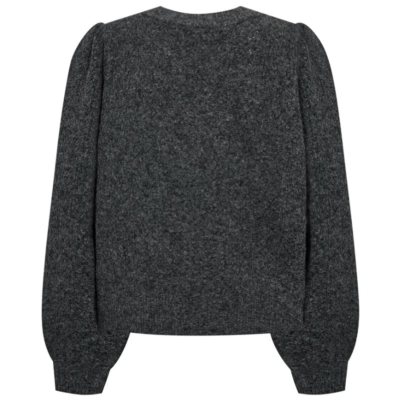 Donkergrijze fijngebreide pullover Sevalin - Capuchon Fashion