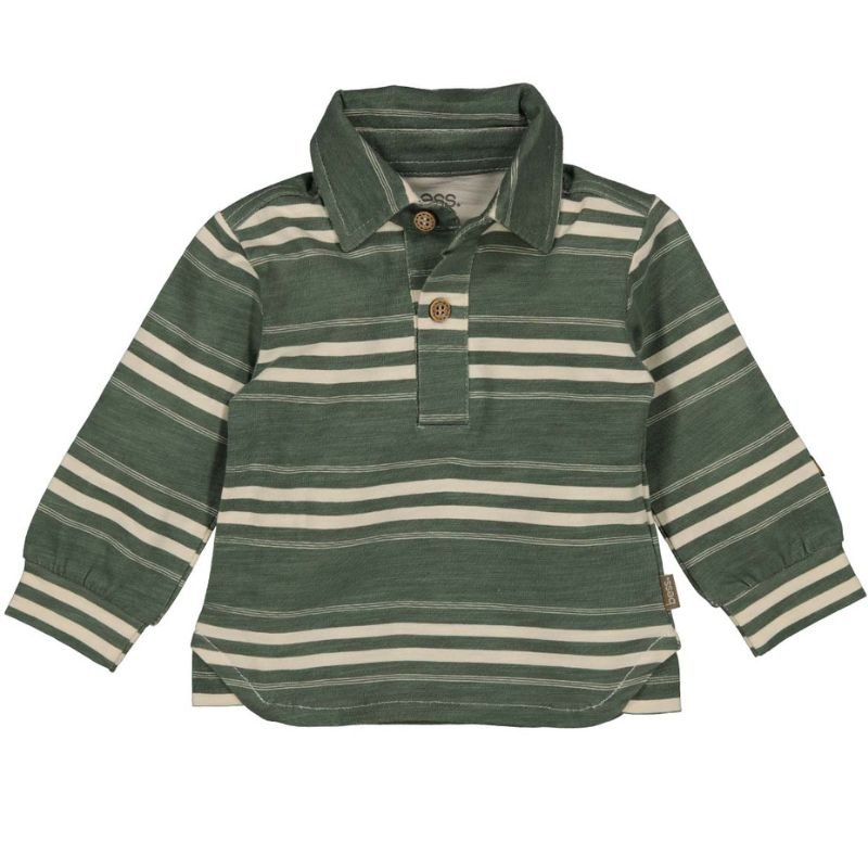 Donkergroen geprinte polo Striped - Capuchon Fashion