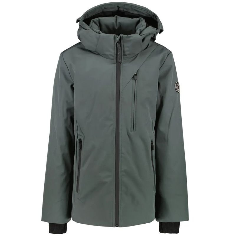 Donkergroene long jacket Harwick - Capuchon Fashion