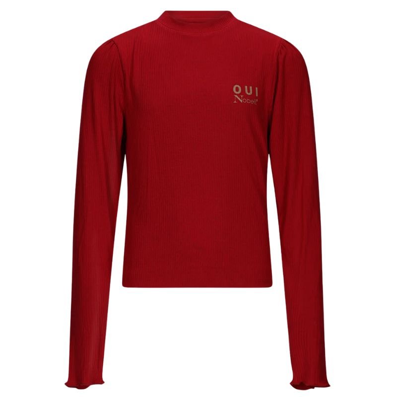 Donkerrode rib jersey crop top Krop - Capuchon Fashion