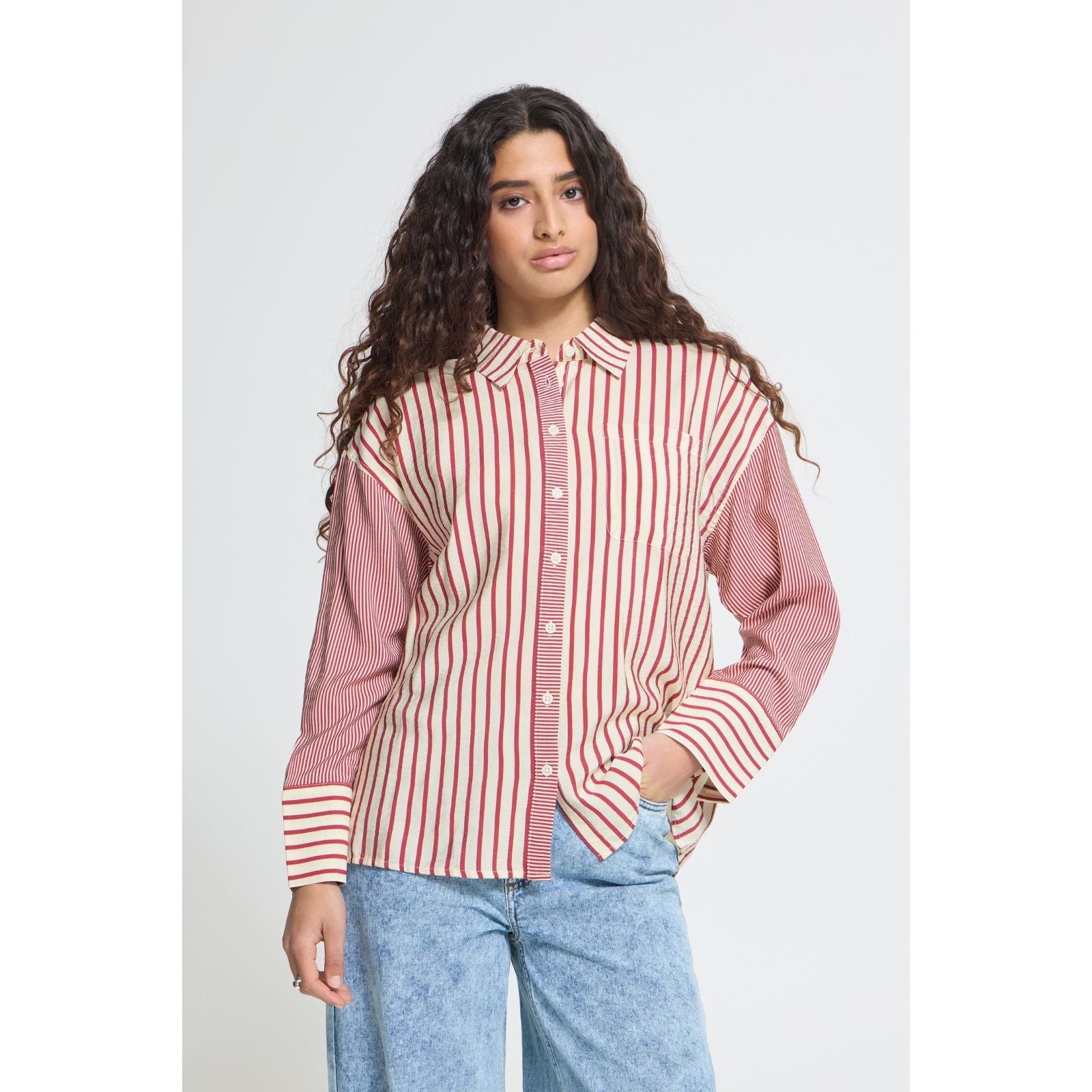 Donkerrood gestreept shirt Louri - Capuchon Fashion