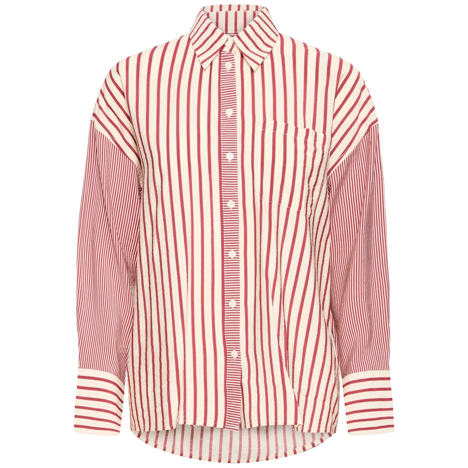 Donkerrood gestreept shirt Louri - Capuchon Fashion
