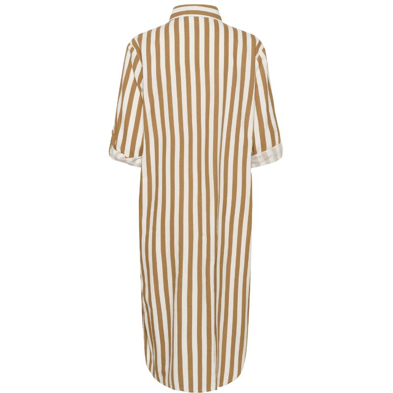 Bruin met wit gestreepte jurk Zalinda