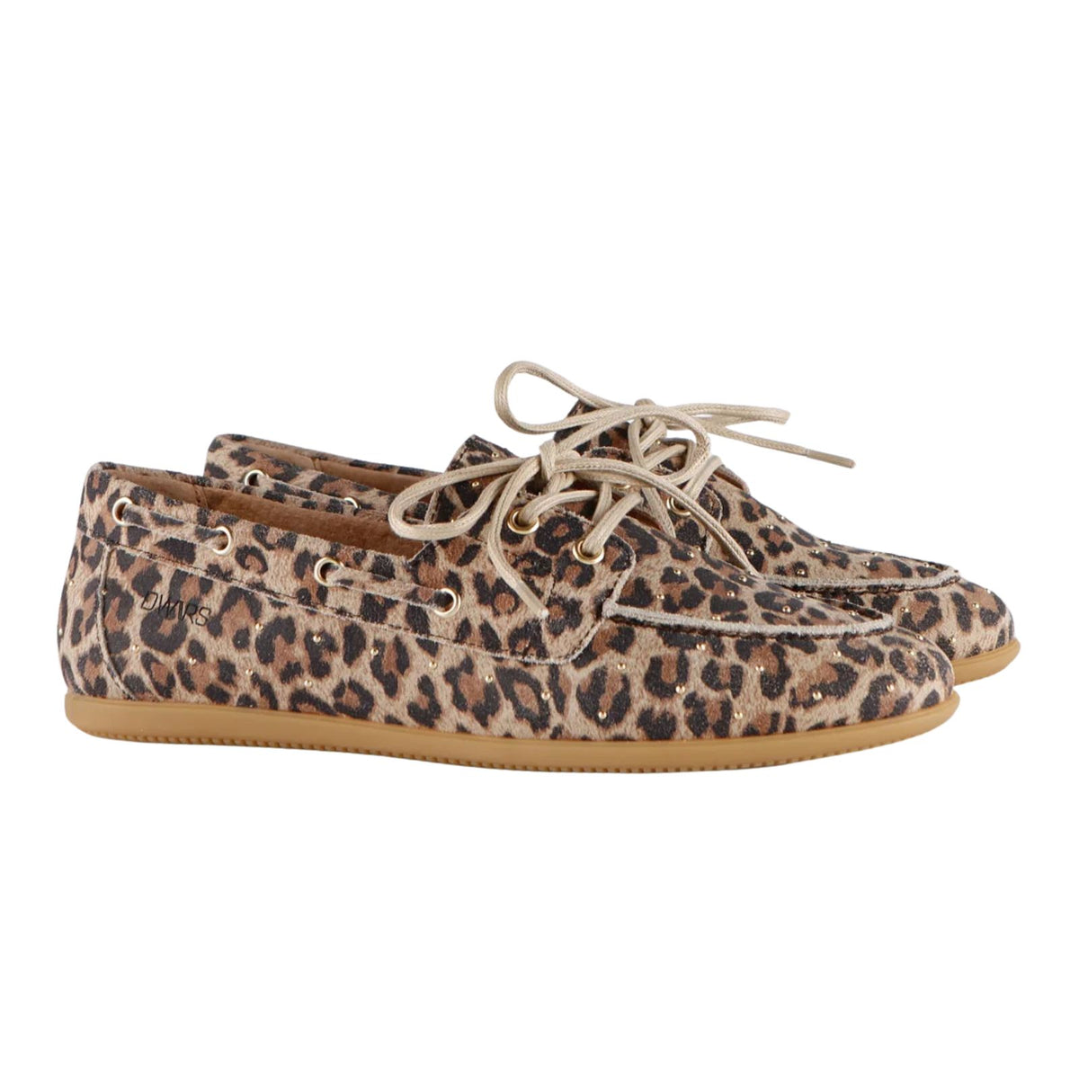 Cognac met leopard mocassin Latty Small Studs