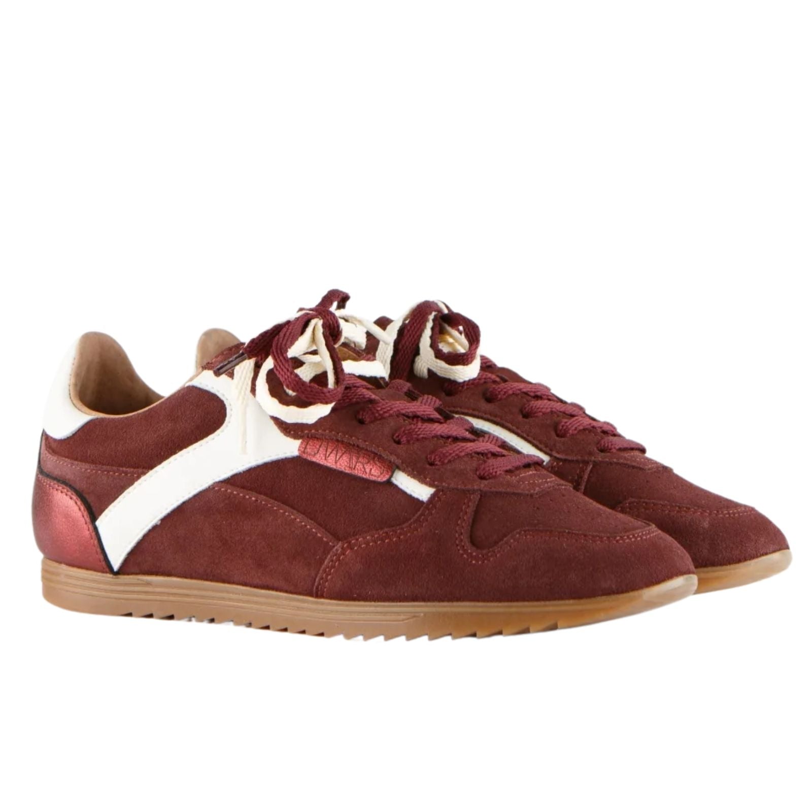 Bordeauxrood met witte sneaker Tula