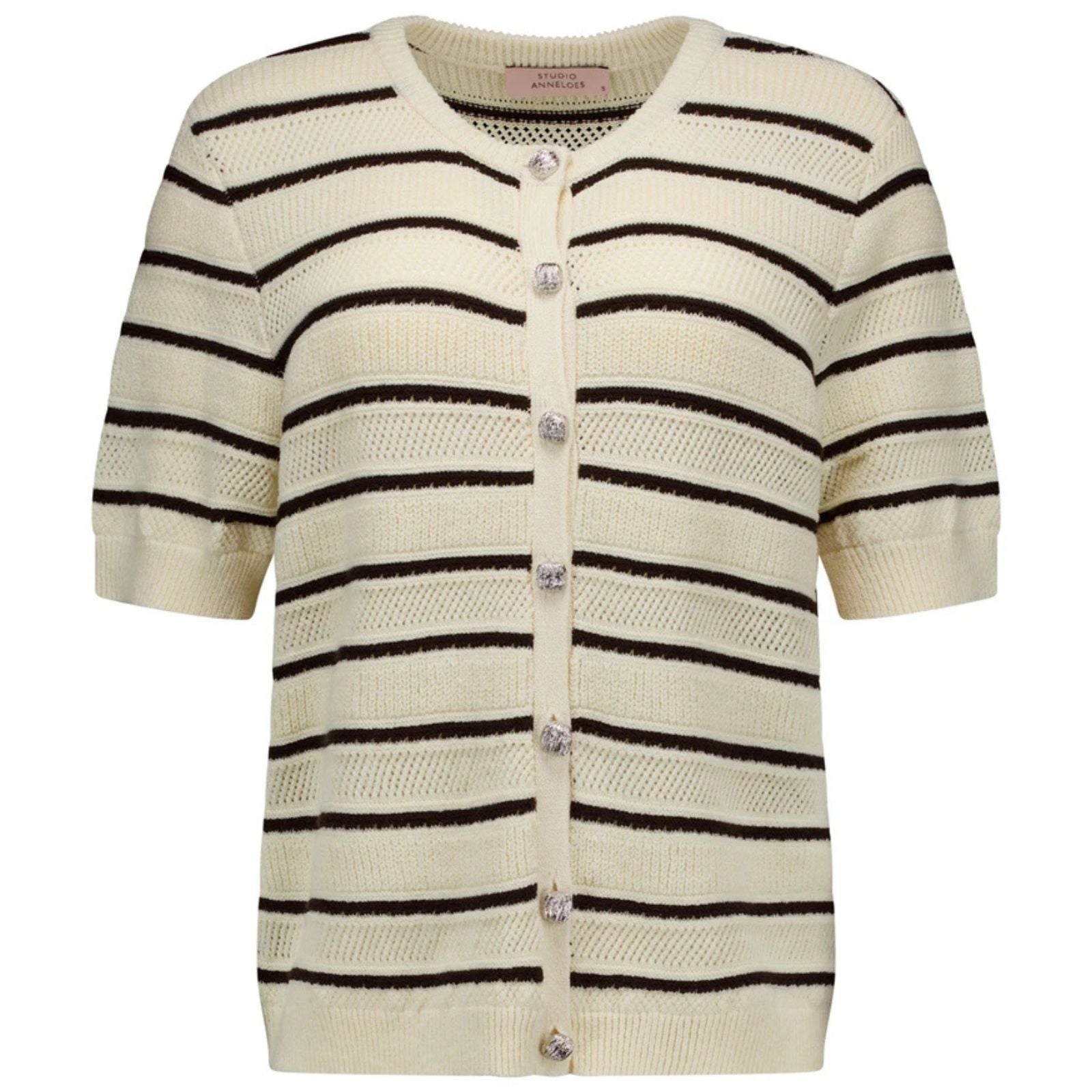 Ecru gestreept vest Yara stripe - Capuchon Fashion