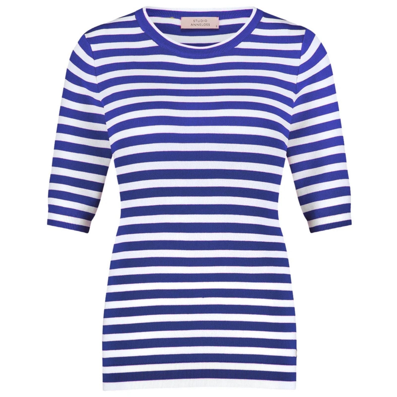 Electric Blue gestreepte sl pullover Luna stripe - Capuchon Fashion