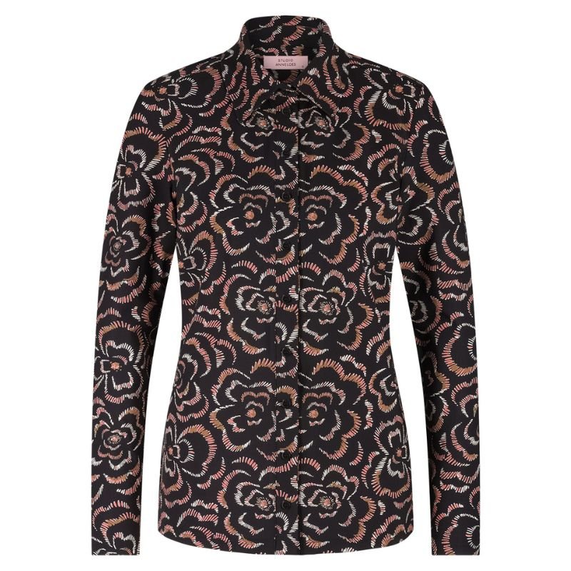 Espresso geprint shirt Poppy marker - Capuchon Fashion