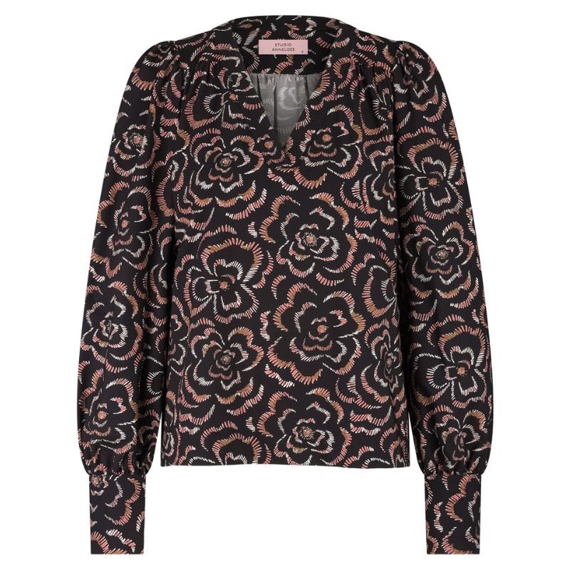 Espresso geprinte top Emmarie marker - Capuchon Fashion