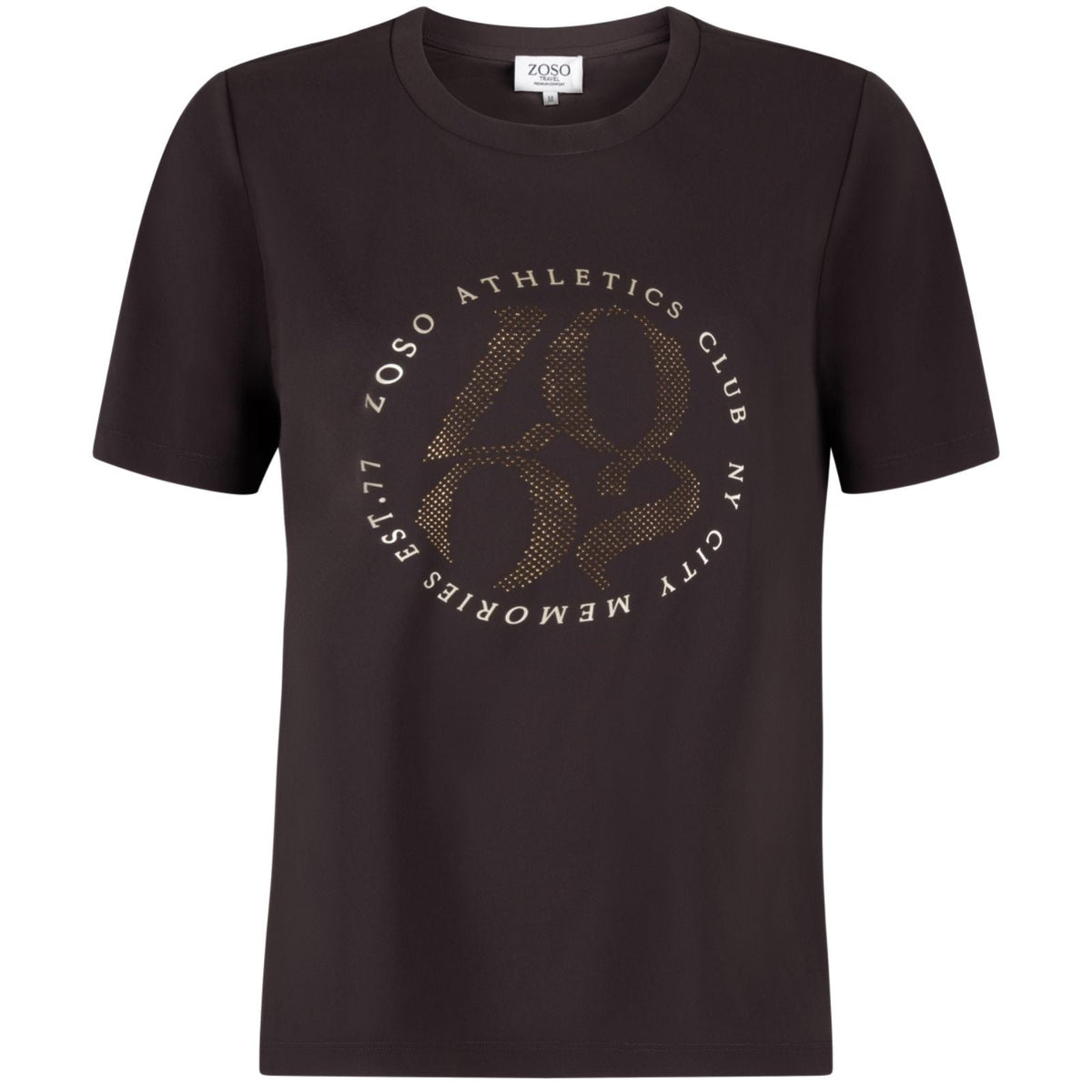 Espresso met print travel t-shirt Britt - Capuchon Fashion