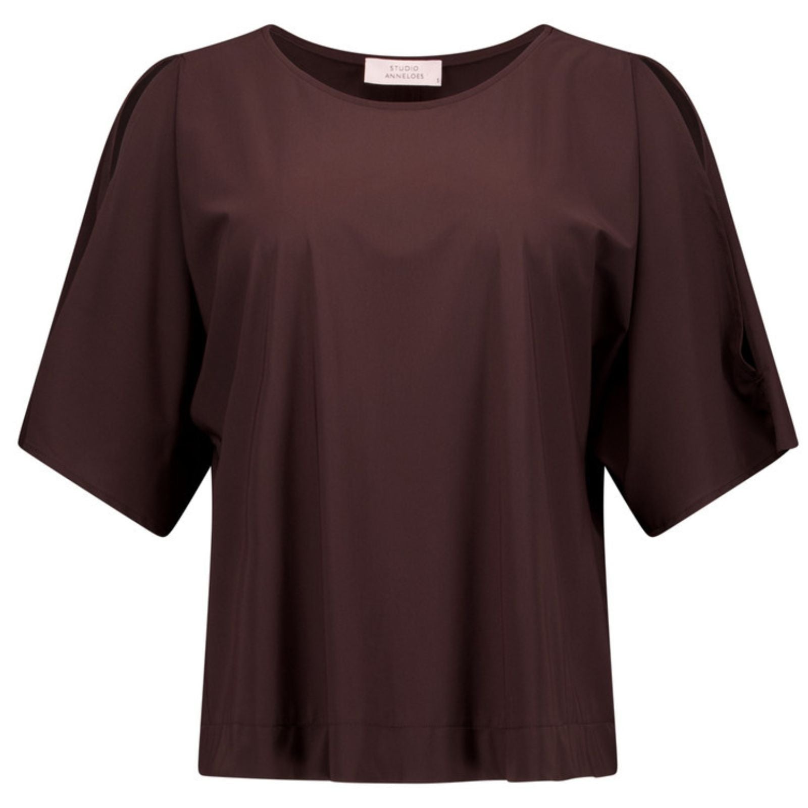 Espresso ronde hals travel top Shelly - Capuchon Fashion