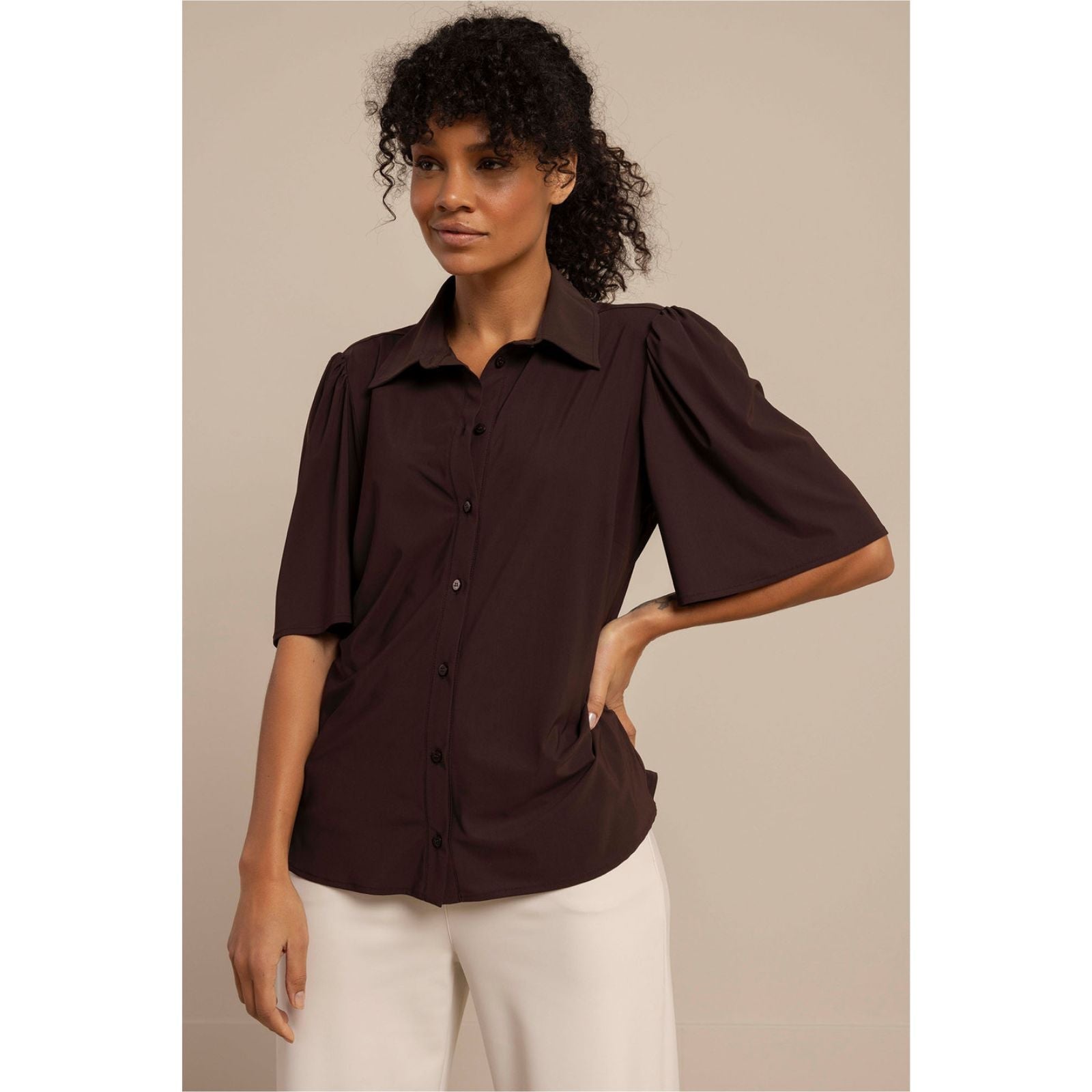 Espresso travel blouse Poppy butterfly - Capuchon Fashion