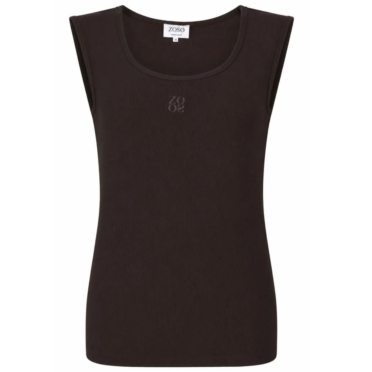Espresso travel mouwloze rib top Suus - Capuchon Fashion