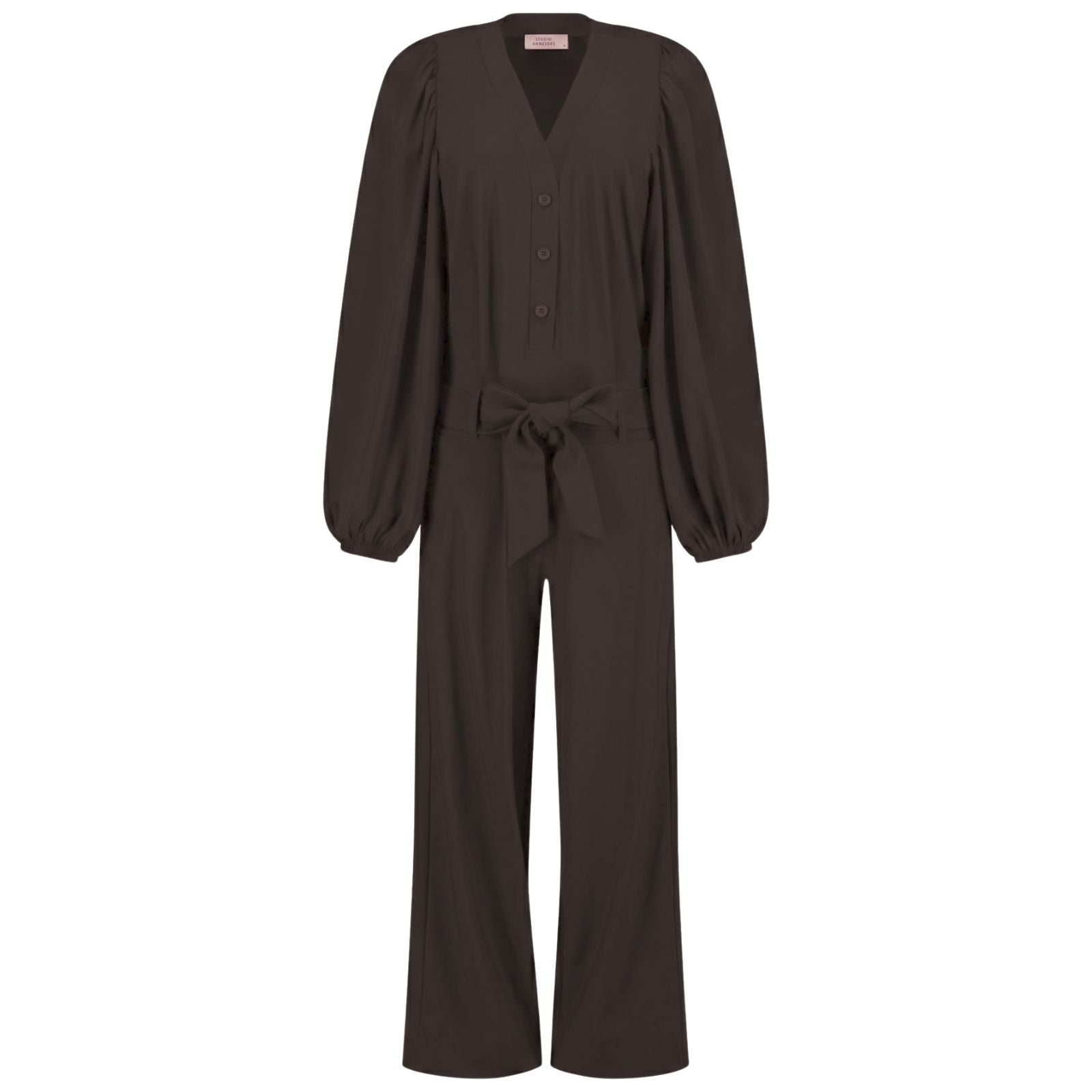 Espresso v-hals travel jumpsuit Cherie - Capuchon Fashion
