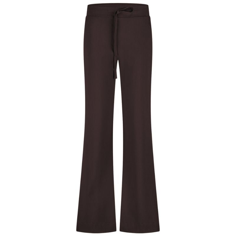 Espresso wide fit travel broek Abigail - Capuchon Fashion