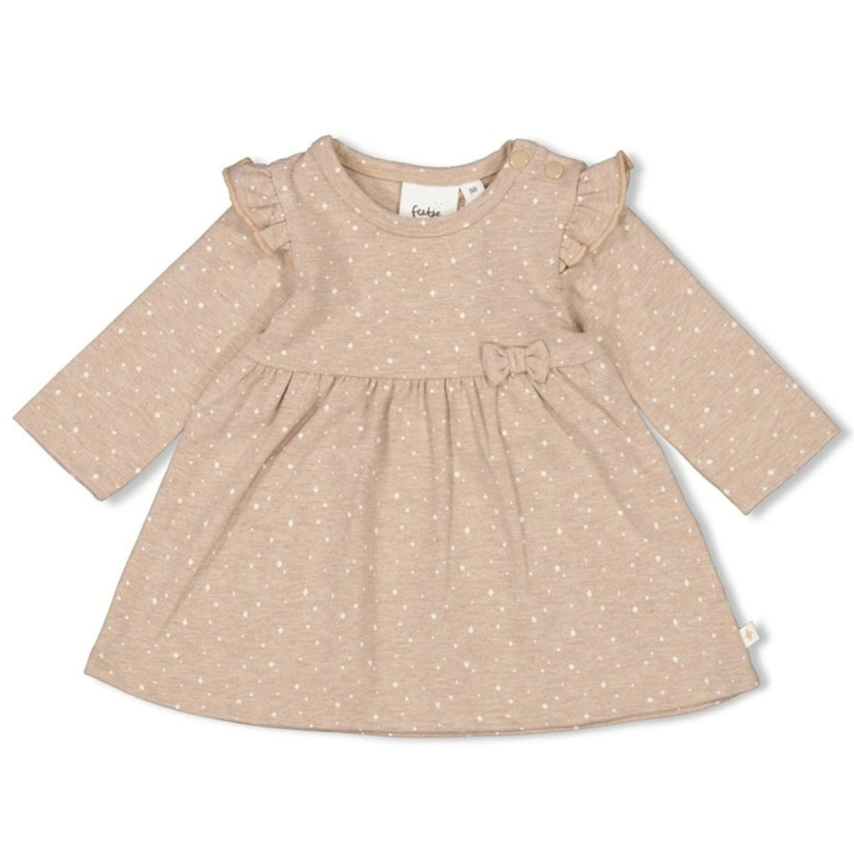 Taupe melange allover geprint jurk The Magic is in You