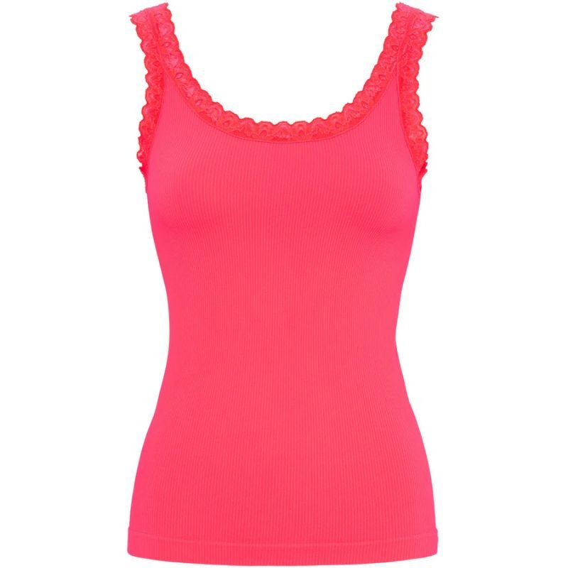 Felroze microfiber rib top Frida - Capuchon Fashion