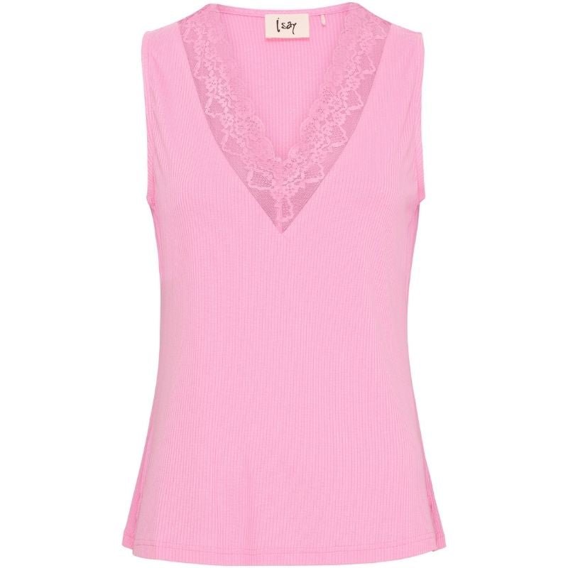 Felroze v-neck mouwloze top Dee - Capuchon Fashion