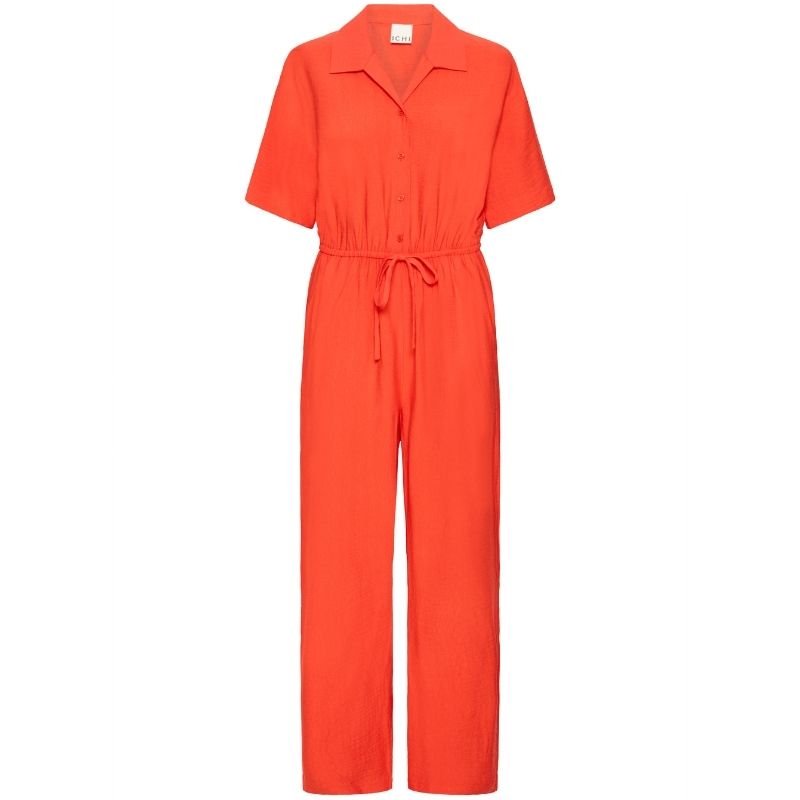 Fiery Red jumpsuit met kraagje Fazima - Capuchon Fashion
