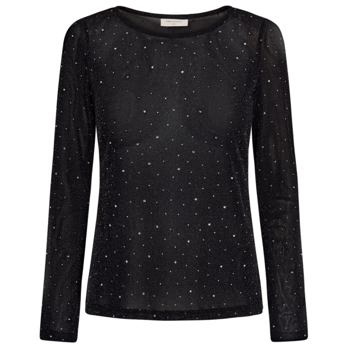 Zwarte mesh met rhinestones tee Isso