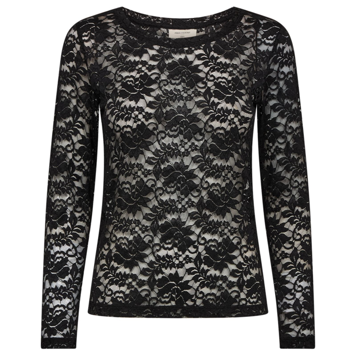 Zwarte kanten longsleeve top Saldo