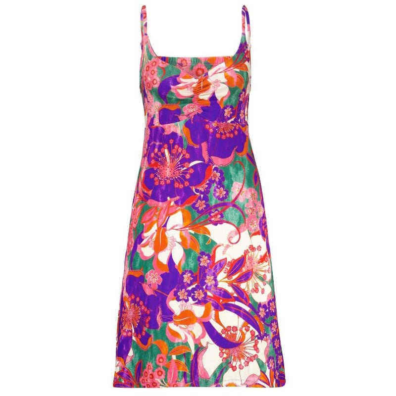 Fuchsia geprinte spaghetti jurk 47413 - Capuchon Fashion