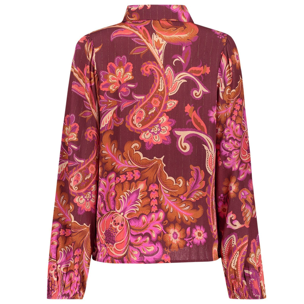 Fuchsia met koraal geprinte blouse 63674 - Capuchon Fashion