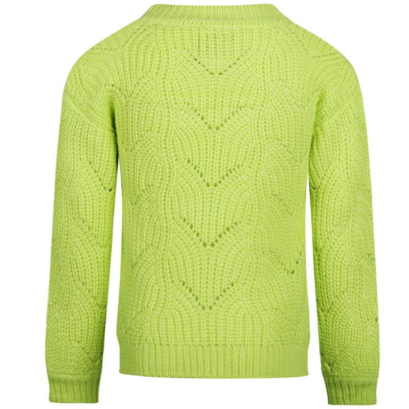 Gebreide limegroene sweater O56952 - Capuchon Fashion