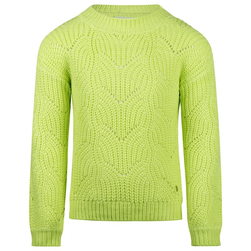 Gebreide limegroene sweater O56952 - Capuchon Fashion