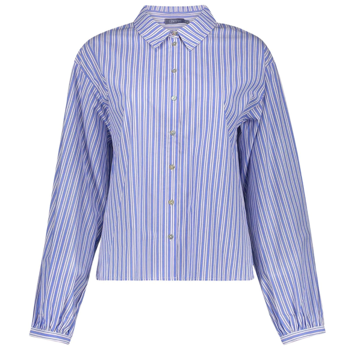 Wit met blauw gestreepte blouse 63614