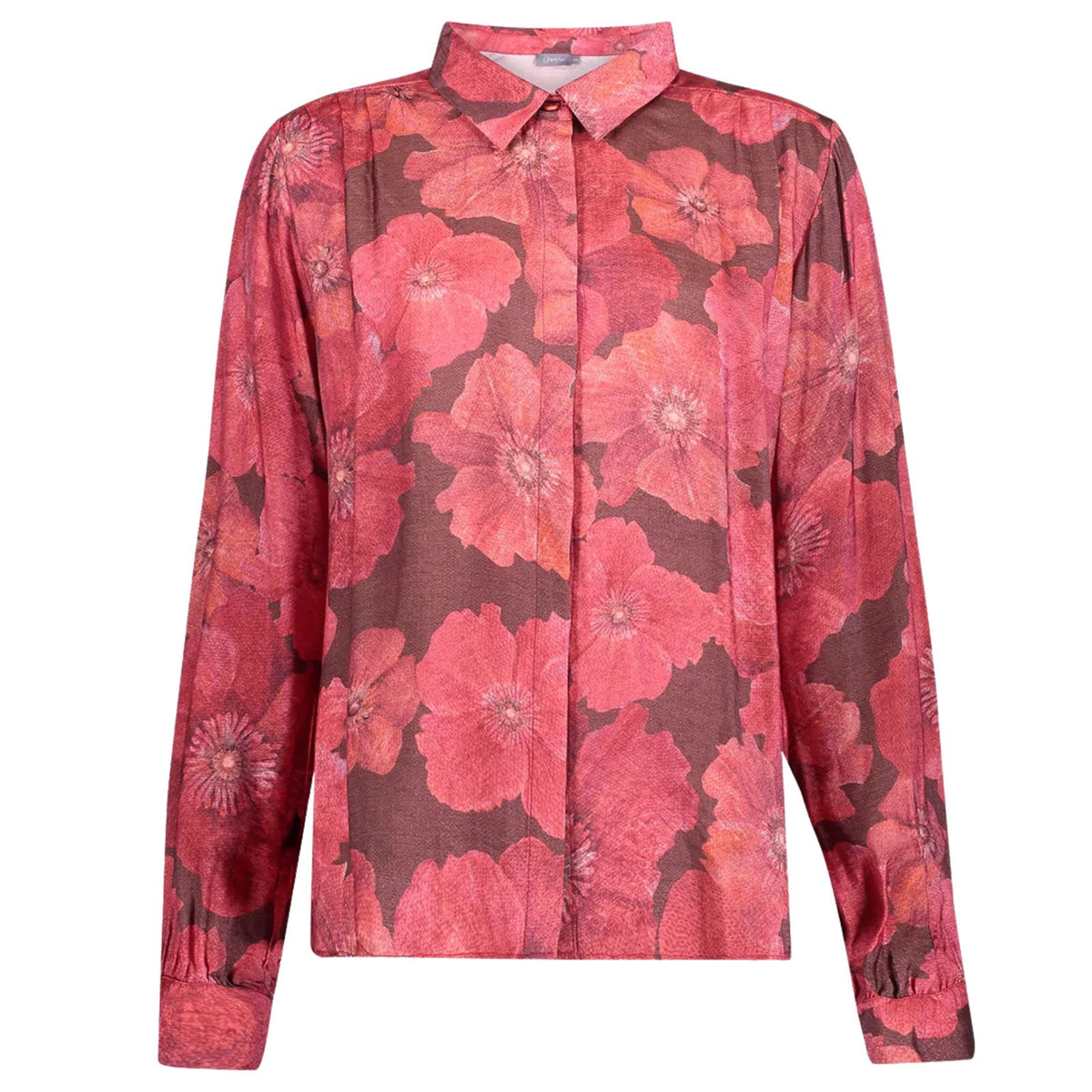 Bruin met rood geprinte blouse 63655