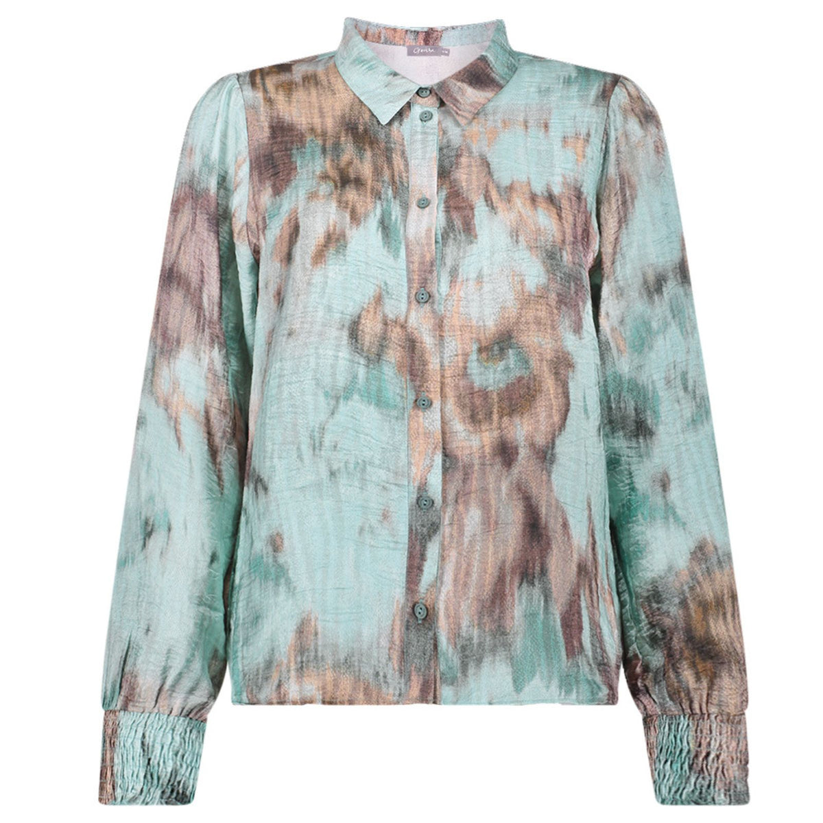 Camel met mint geprinte blouse 63658