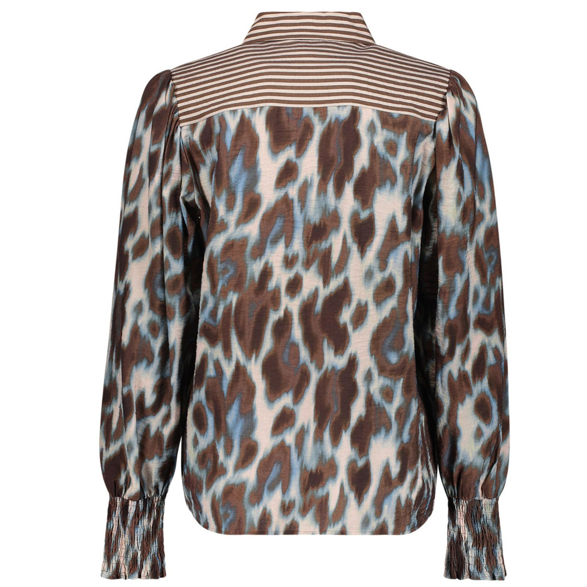 Blauw met bruin geprinte blouse 63713