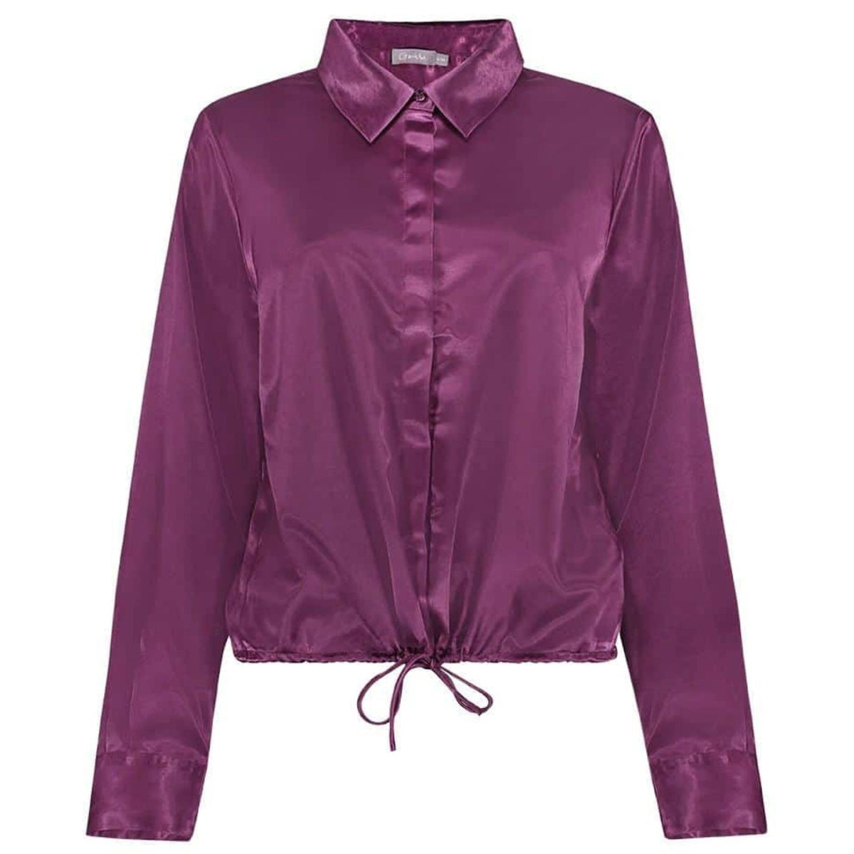 Paarse satijnen blouse met koord 63832