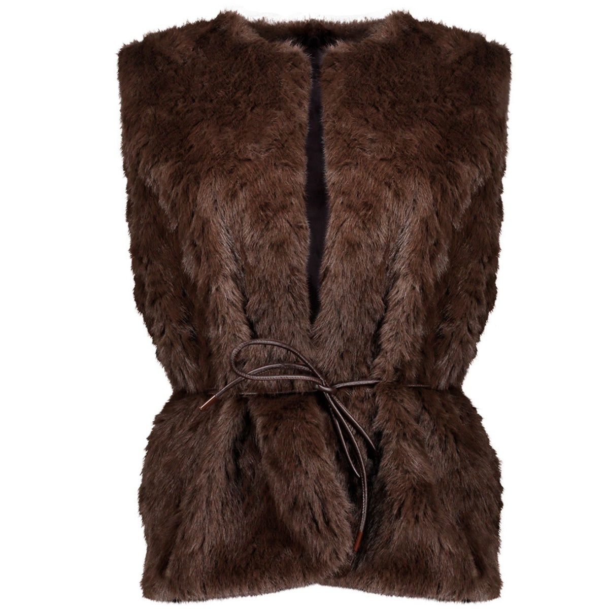 Donkerbruine faux fur gilet 65536