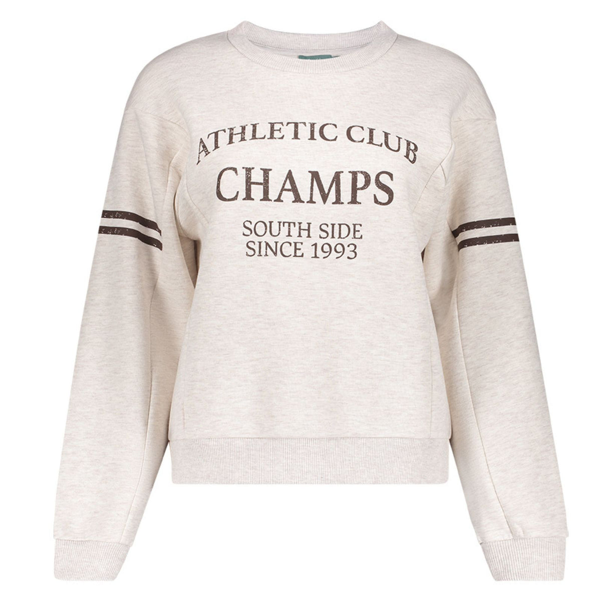 Beige melange met donkerbruine sweater Champs 62552