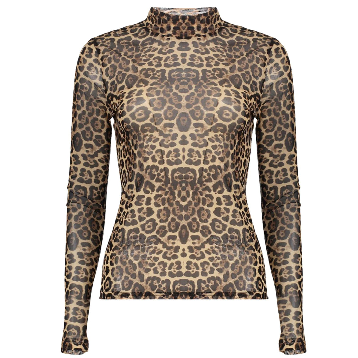Beige mesh turtle leopard top 62582