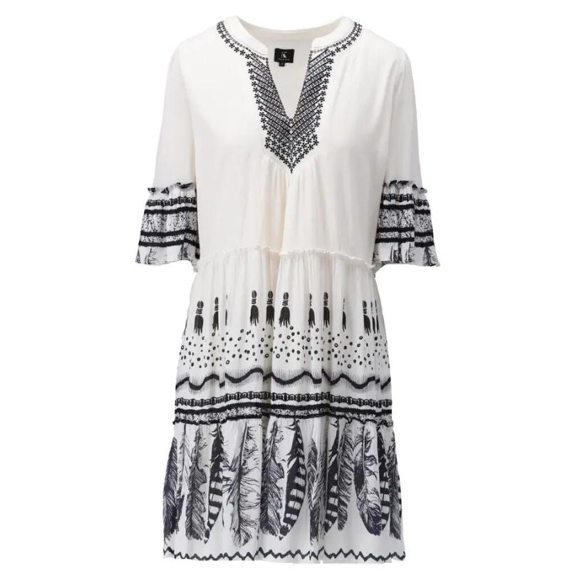 Geprinte jurk Boho Y711 - Capuchon Fashion