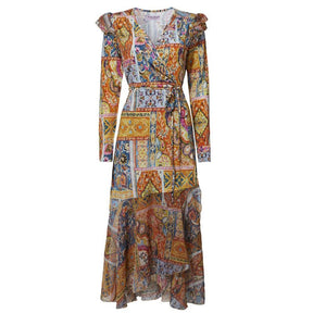 Geprinte jurk Kindala Amarillo - Capuchon Fashion
