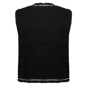 Zwarte teddy embroidery gilet 45846