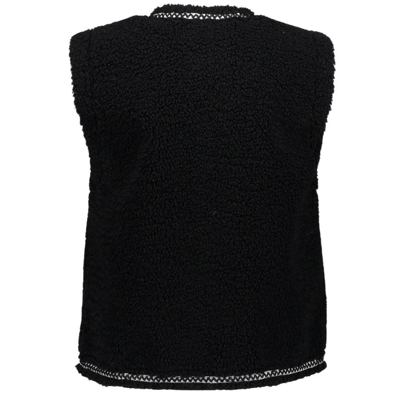 Zwarte teddy gilet met bies 55541