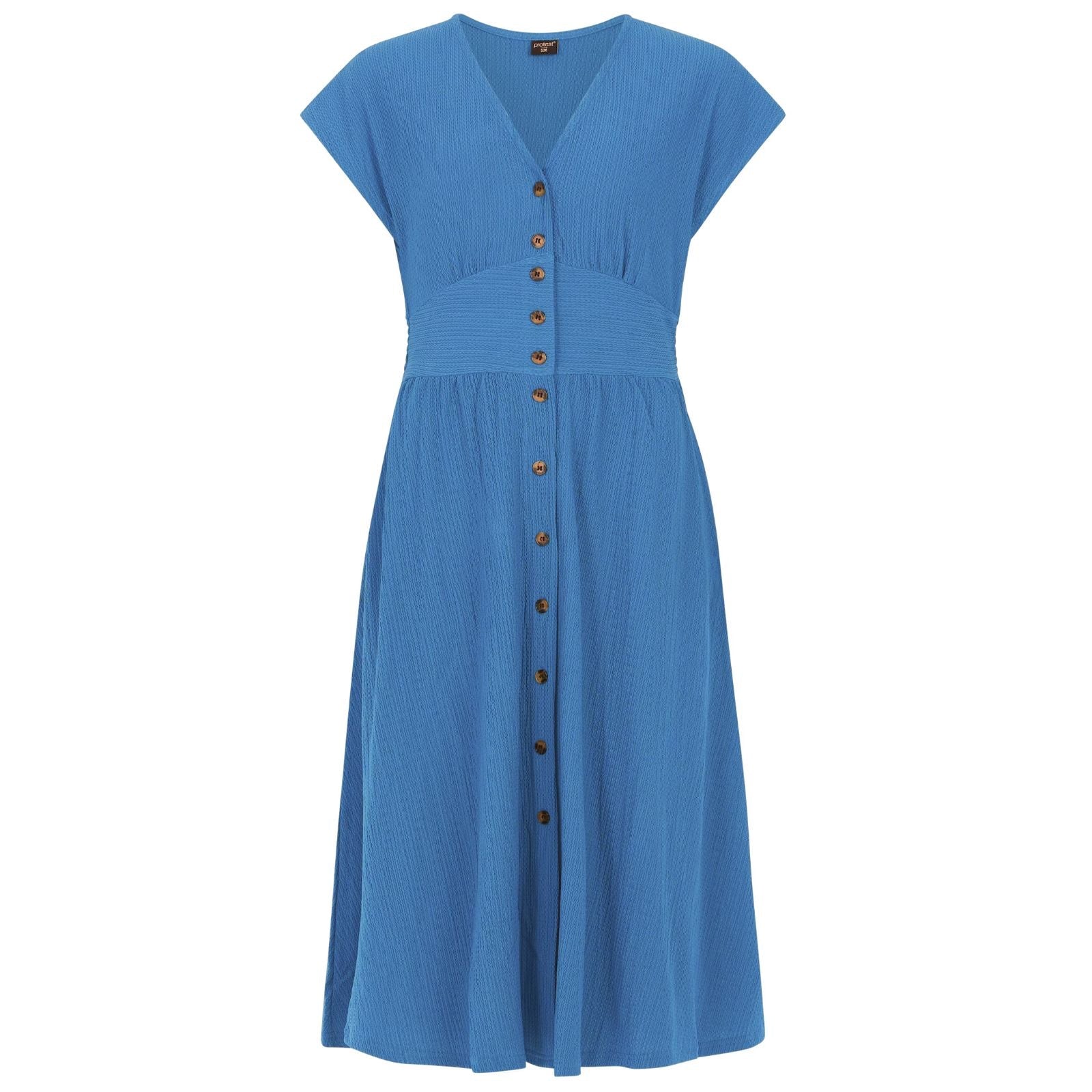 Gladio Blue v-hals midi jurk Nieve - Capuchon Fashion